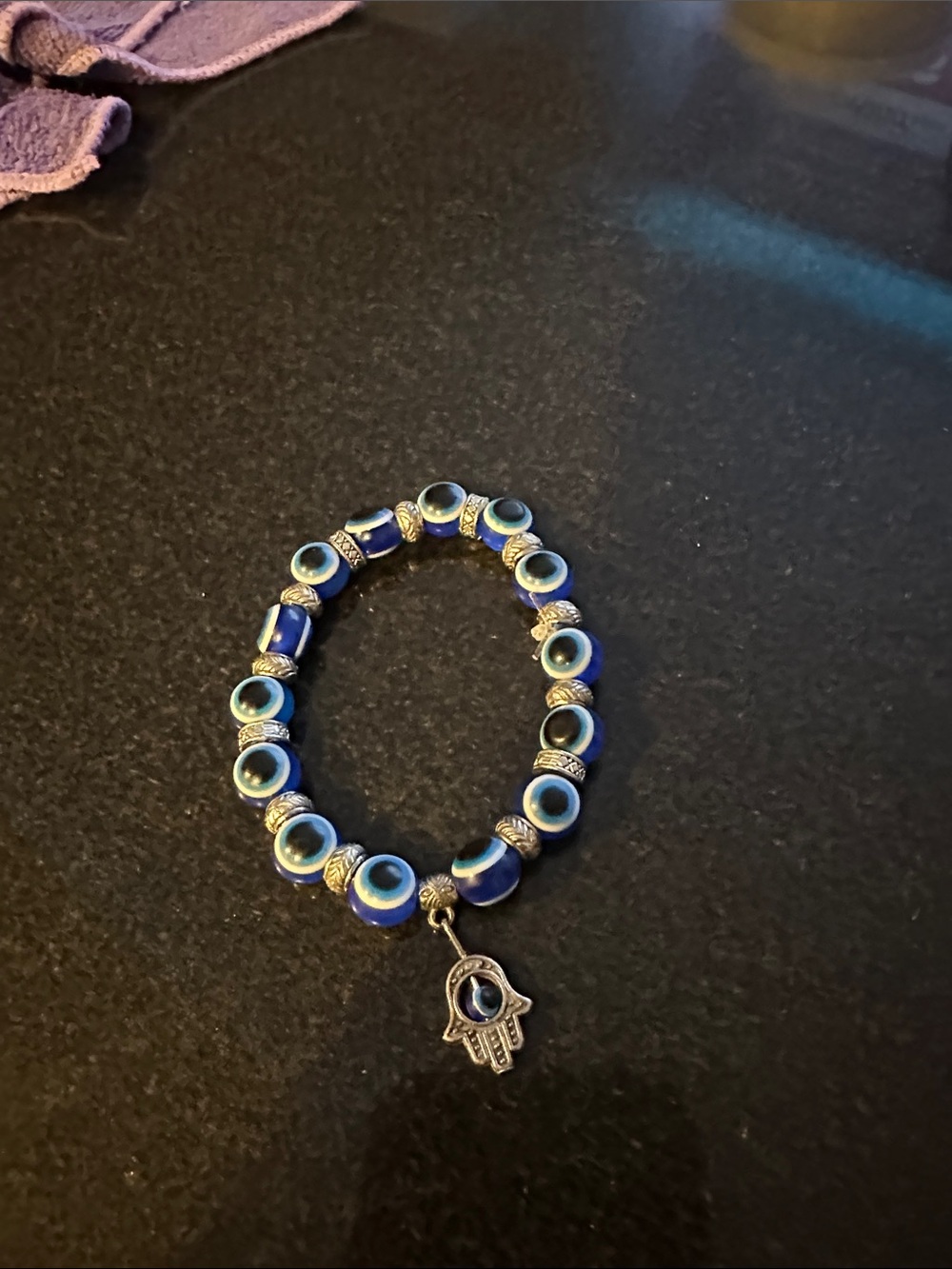 Blue Evil Eye Hamsa Charm Bracelet - Women Jewelry